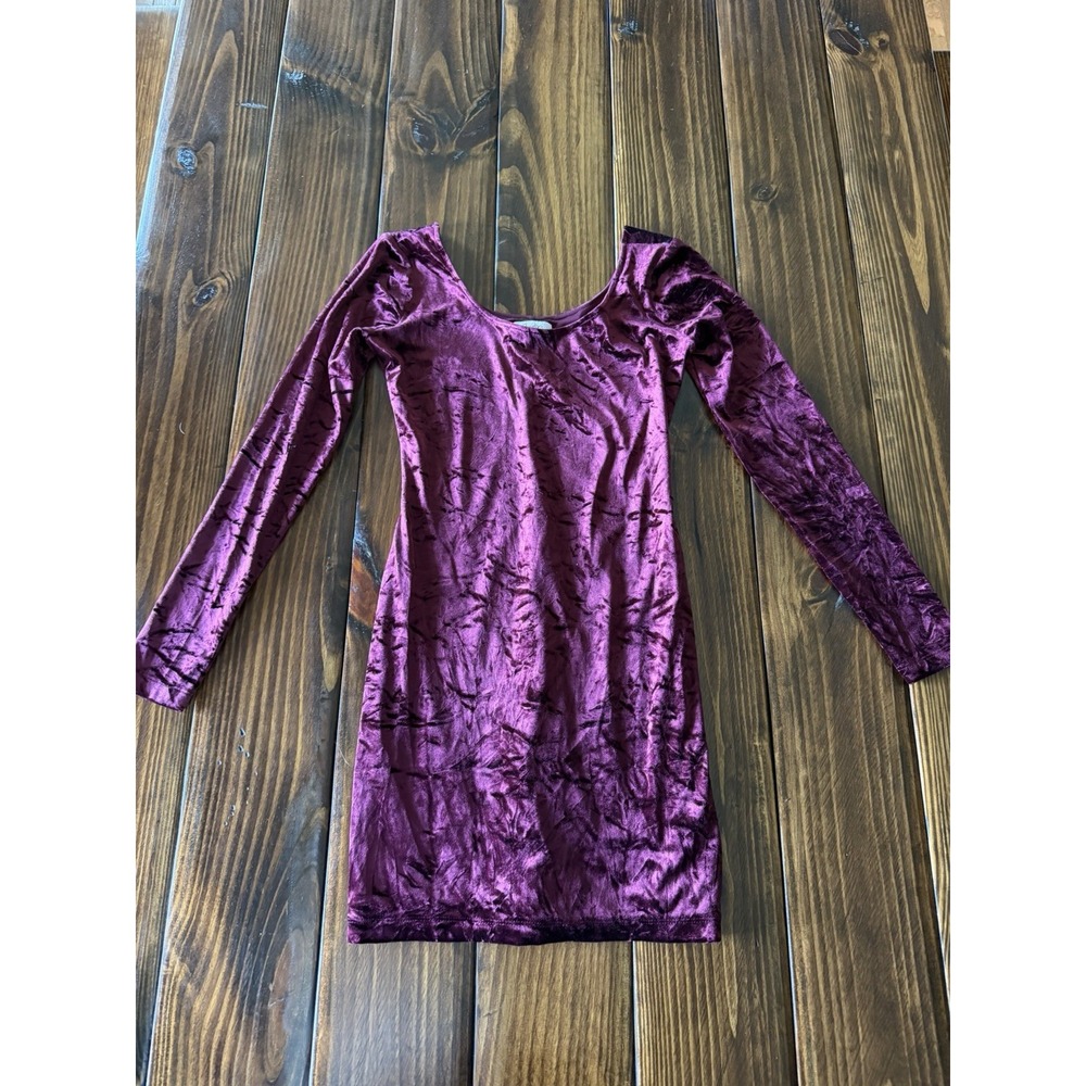Crushed Velvet Candies Y2K Bodycon Dress Fitted Cocktail Holiday Party Sz XS EDM